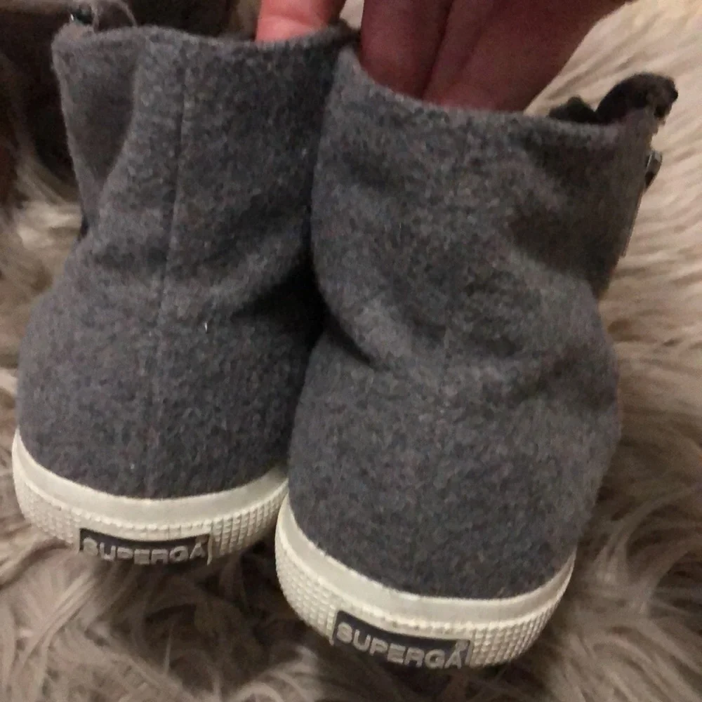 Superga Wool Blend HighTops-Gray-Sz 39.5-Side Zip Details/Lace Up Front - Picture 7 of 16